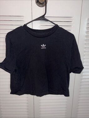 adidas Black Cropped Trefoil T-Shirt